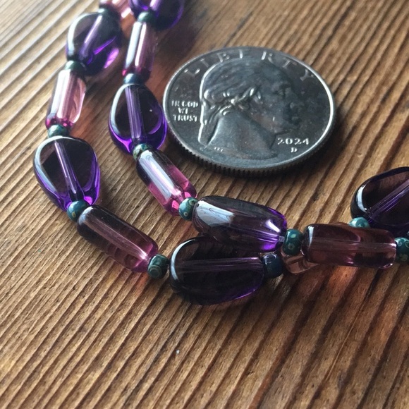 Purple Double Strand Ladies Beaded Bracelet, Handmade Ladies Bracelet - Picture 6 of 8